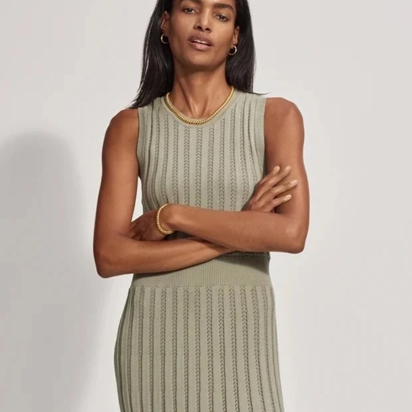 NWT Varley Florian Knit Dress in Seagrass - Picture 3 of 5